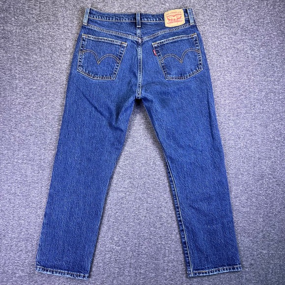 Levis 501 Jeans Womens 28x26 Dark Button Fly Distressed Stretch Denim Fits29x25 - Picture 3 of 16